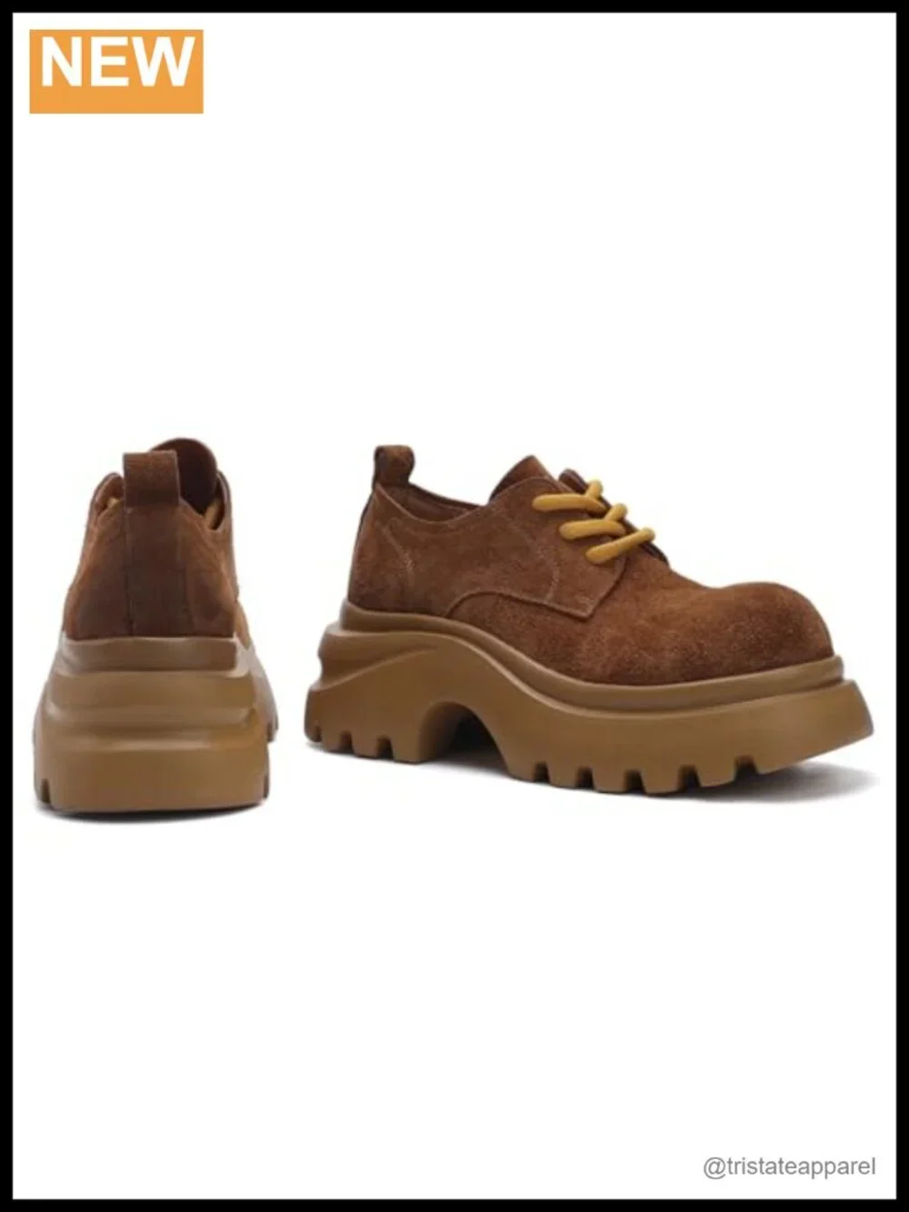 Women's Leather Platform Oxfords Lace-Up Slip-Resistant Walking Shoes